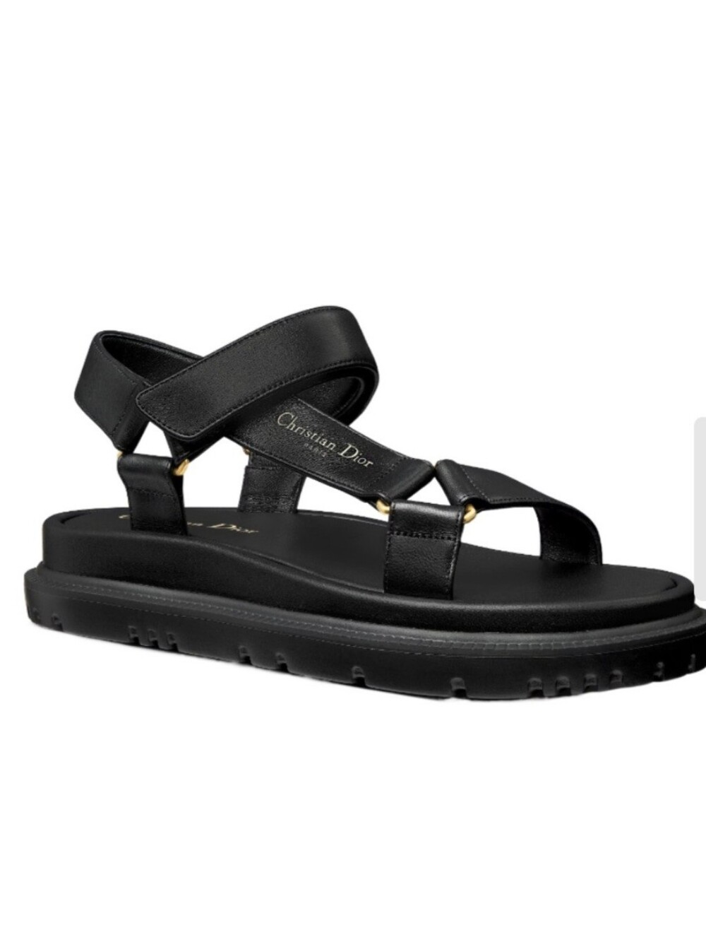 $1,150 Dior D-wave black leather sandal EU 35 US 5 BNIB AUTHENTIC